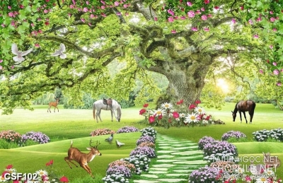 Tranh gạch men 3d cây cổ thụ - 833X