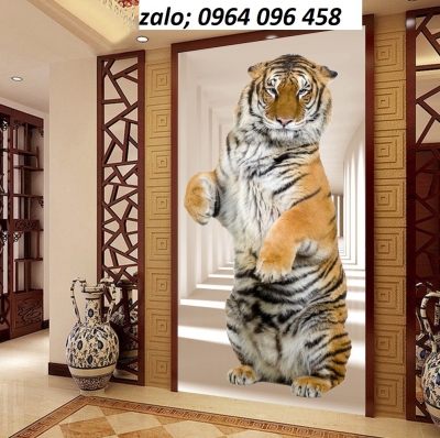 tranh hổ 3d phong thủy - gạch tranh ốp tường 3d - SND4