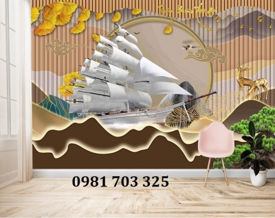 Gạch tranh thuyền buồm dán tường