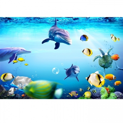 Tranh cá heo- gạch tranh 3D trang trí phòng