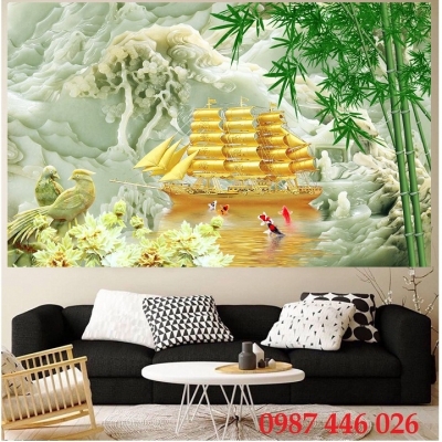 Gạch 3d, tranh gạch men thuyền buồm HP6292