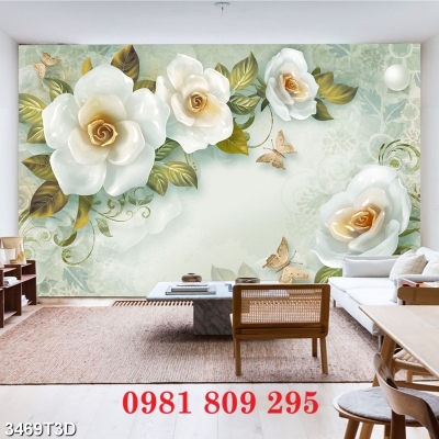Tranh gạch men hoa trang trí 3d