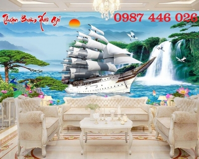 Tranh thuyền buồm gạch tranh 3d