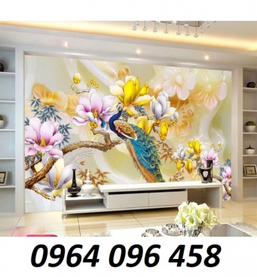 Tranh chim công 3d - tranh gạch 3d chim công - SXVC63
