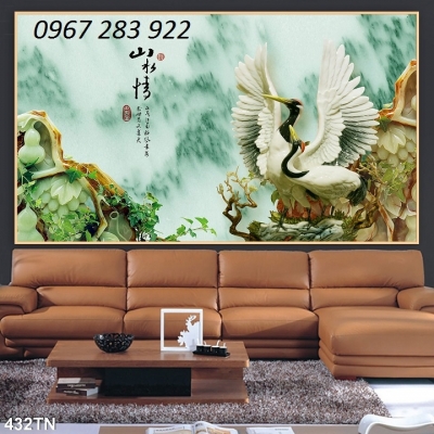 Tranh phong thủy gạch men chim hạc 3d