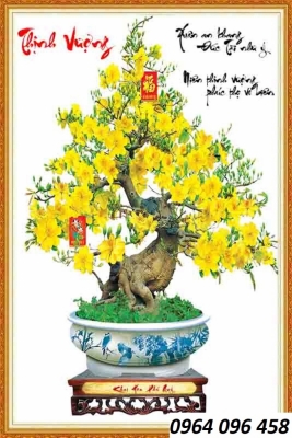 Tranh cây mai 3d - tranh gạch 3d cây mai - 766XL