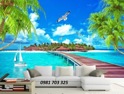 Tranh phong cảnh biển- gạch 3D