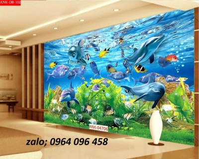 Gạch tranh 3d cá heo đại dương - CXX3