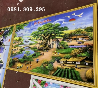 Tranh gạch men làng quê 3d