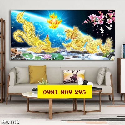 Tranh gạch 3d rồng phụng đẹp HP598