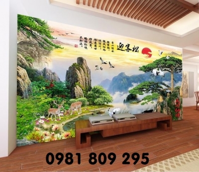 Gạch tranh 3d sơn thủy - phong cảnh trang trí