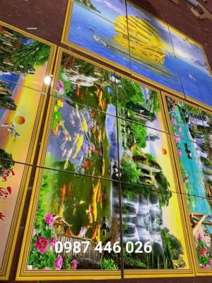 Gạch 3d ảnh thực tế tranh thác nước