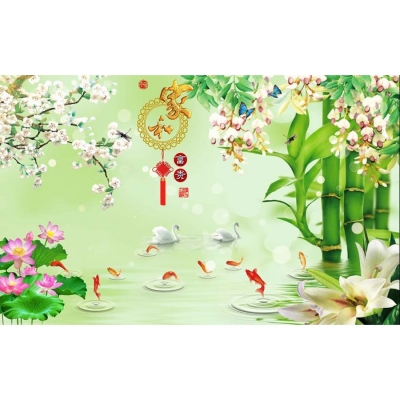 Tranh gạch 3d phong thủy cá chép - 123AC