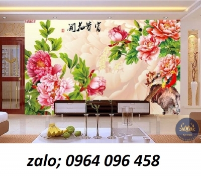 Tranh gạch 3d hoa mẫu đơn - KHF44