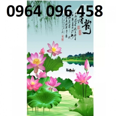 Tranh hoa sen 3d - tranh gạch 3d hoa sen - SKN42