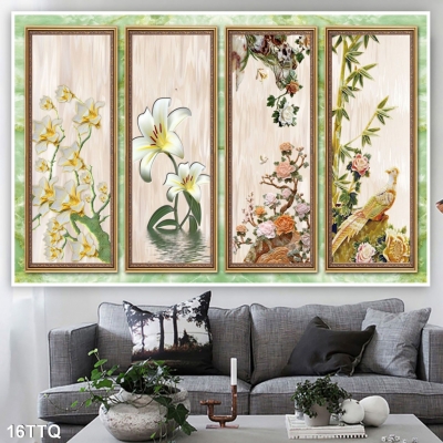 Tranh gạch ốp tường trang trí- Tranh tứ quý