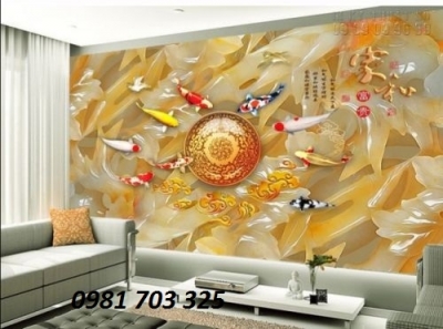 Gạch tranh cá chép- tranh 3D phong thủy