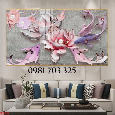 Tranh hoa sen, tranh gạch men 3D