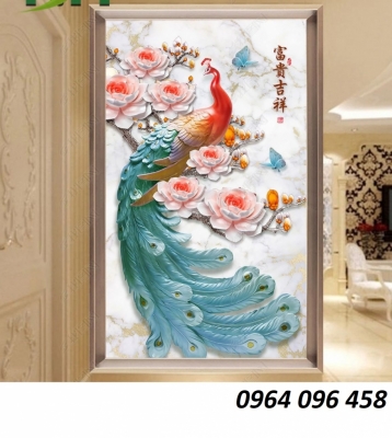 Tranh 3d - tranh gạch 3d trang trí phòng khách - KB84