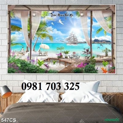 Tranh gạch cửa sổ trang trí