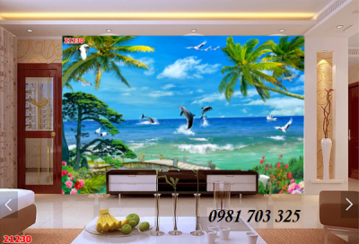 Tranh gạch 3D phòng khách- gạch tranh phong cảnh biển