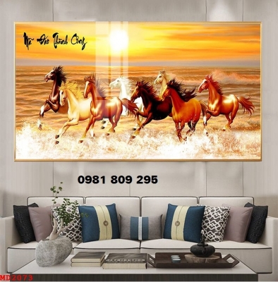 Mẫu tranh gạch men 3d ngựa trang trí
