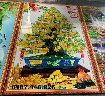 Gạch ốp tường tranh gạch men 3d ảnh thực tế