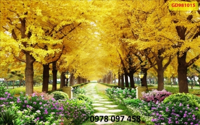 Gạch tranh hoa tiết phong cảnh mùa thu