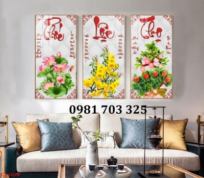 Tranh gạch thư pháp phúc lộc thọ
