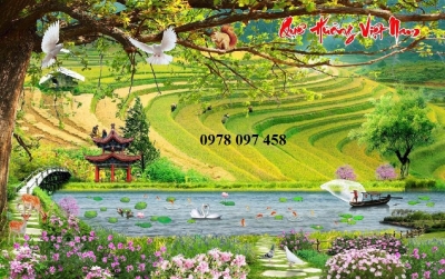 Tranh gạch 3d phong cảnh quê hương