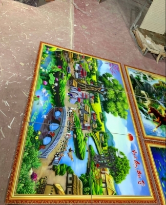 Gạch tranh phong cảnh làng quê