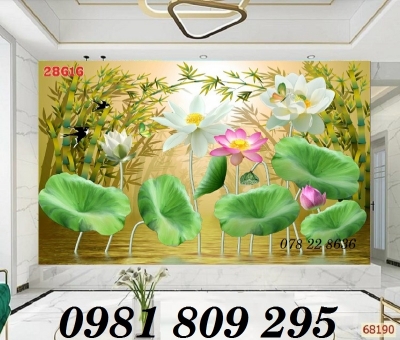 Tranh gạch - gạch trang trí 3d hoa sen