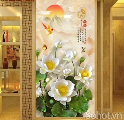 tranh gạch ốp tương 3d hoa sen - 85GB