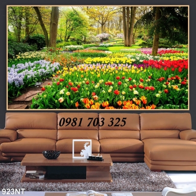 Tranh gạch phong cảnh vườn hoa