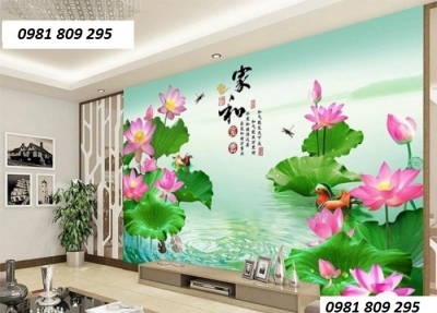 Tranh gạch trang trí phòng- Hoa sen