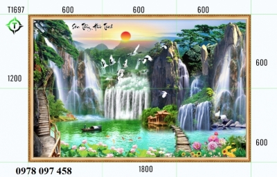 Tranh 3D - tranh gạch phòng khách