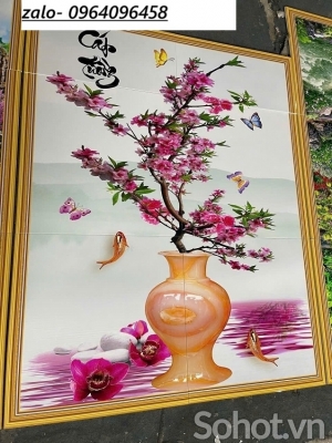 Tranh 3d bình hoa - tranh gạch 3d bình hoa - SXX3