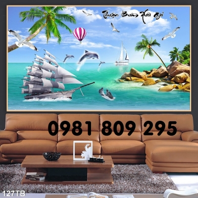 Gạch 3d thuyền buồm khổ đứng