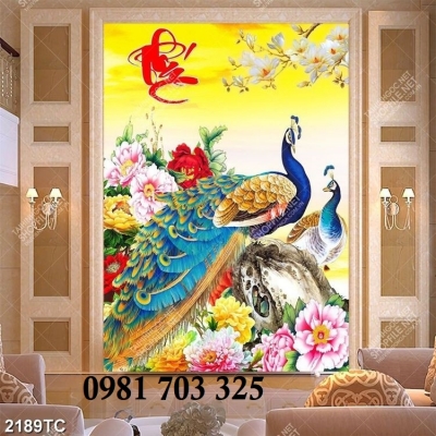 Tranh gạch 3D hình hoa mẫu đơn đẹp