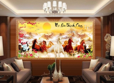 Tranh mã đáo thành công- gạch men 3D phong cảnh