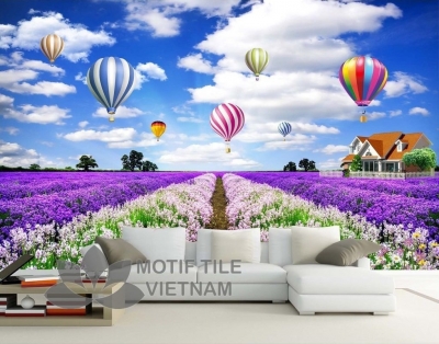 Tranh gạch 3d phong cảnh vườn hoa thiên