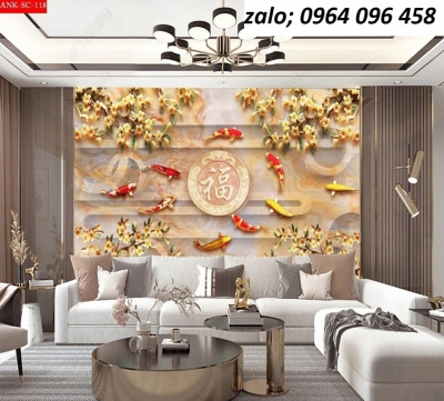 Tranh gạch 3d cá chép phong thủy - MXVC3