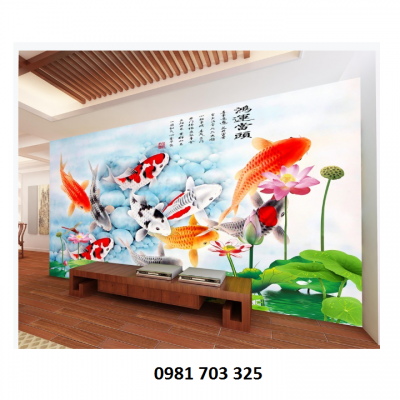 Tranh gạch 3D cá chép - tranh phong thủy