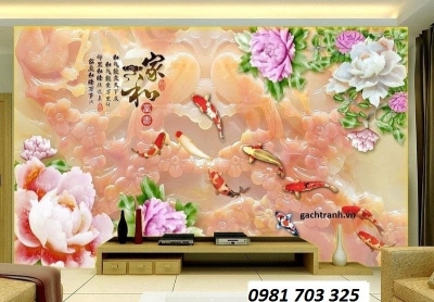 Gạch tranh hoa mẫu đơn 3d đẹp