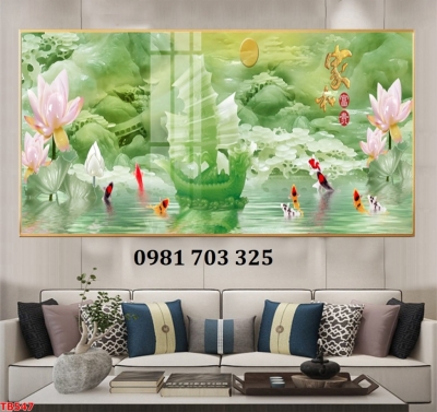Tranh gạch thuyền buồm 3d phong cảnh
