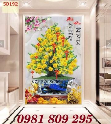 Tranh gạch 3d  hoa mai vàng đẹp