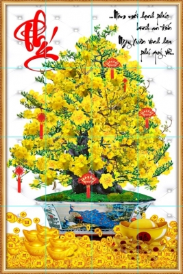 Tranh gạch 3d hoa mai dán tường - MBB66