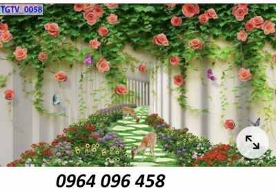 Tranh gạch 3d ốp tường hoa hồng leo - DCV97