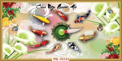 Tranh gạch men cửu ngư quần hội