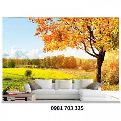 Tranh lá vàng- gạch tranh trang trí phòng khách